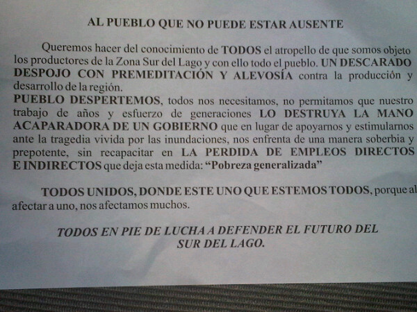 Flyer distributed in Sur del Lago, Venezuela, 2010-12-19